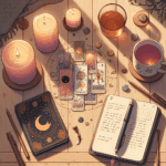 Tirage de tarot simple avec carnet et bougie